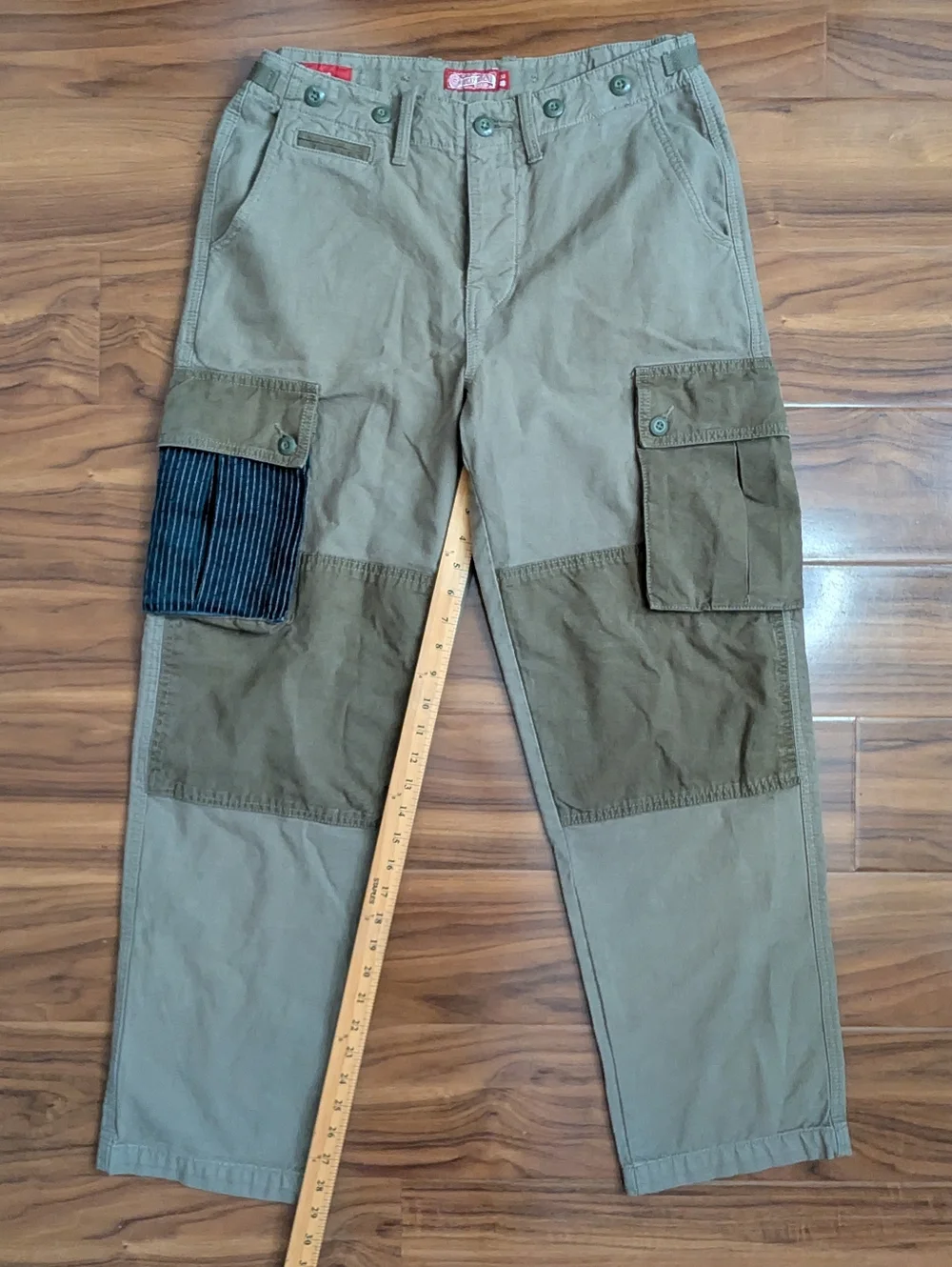 Lucky Brand Mens 32 Military Green Cargo RMen's Patchwork Cargo Pants - Olive - Picture 6 of 16